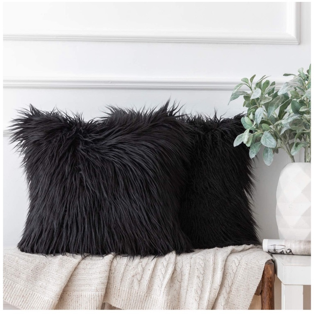 Set 2 Decorative Faux Fur Throw Pillow Case - Picture 5 of 16